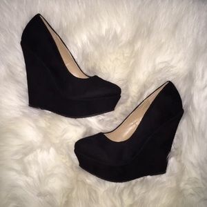 Black Wedge Platform High Heels